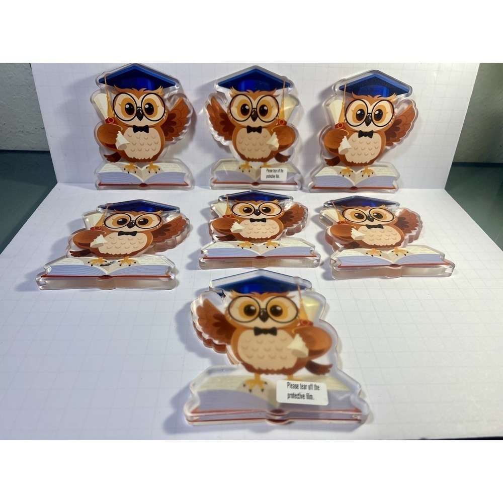 Graduation Owl Centerpiece Acrylic Table Decoration 4.5" Party Decor lot - Picture 2 of 7